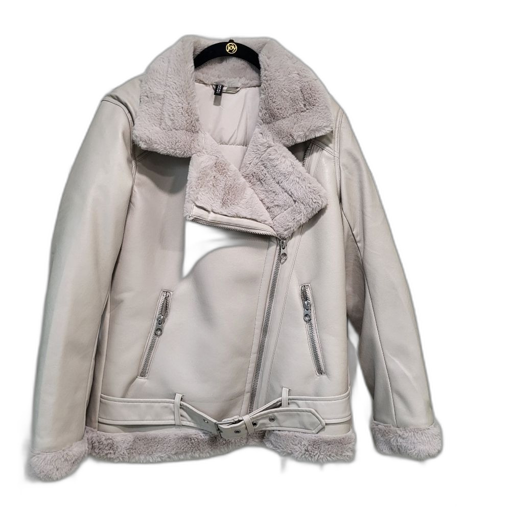 Faux Leather Biker Jacket - Size Small